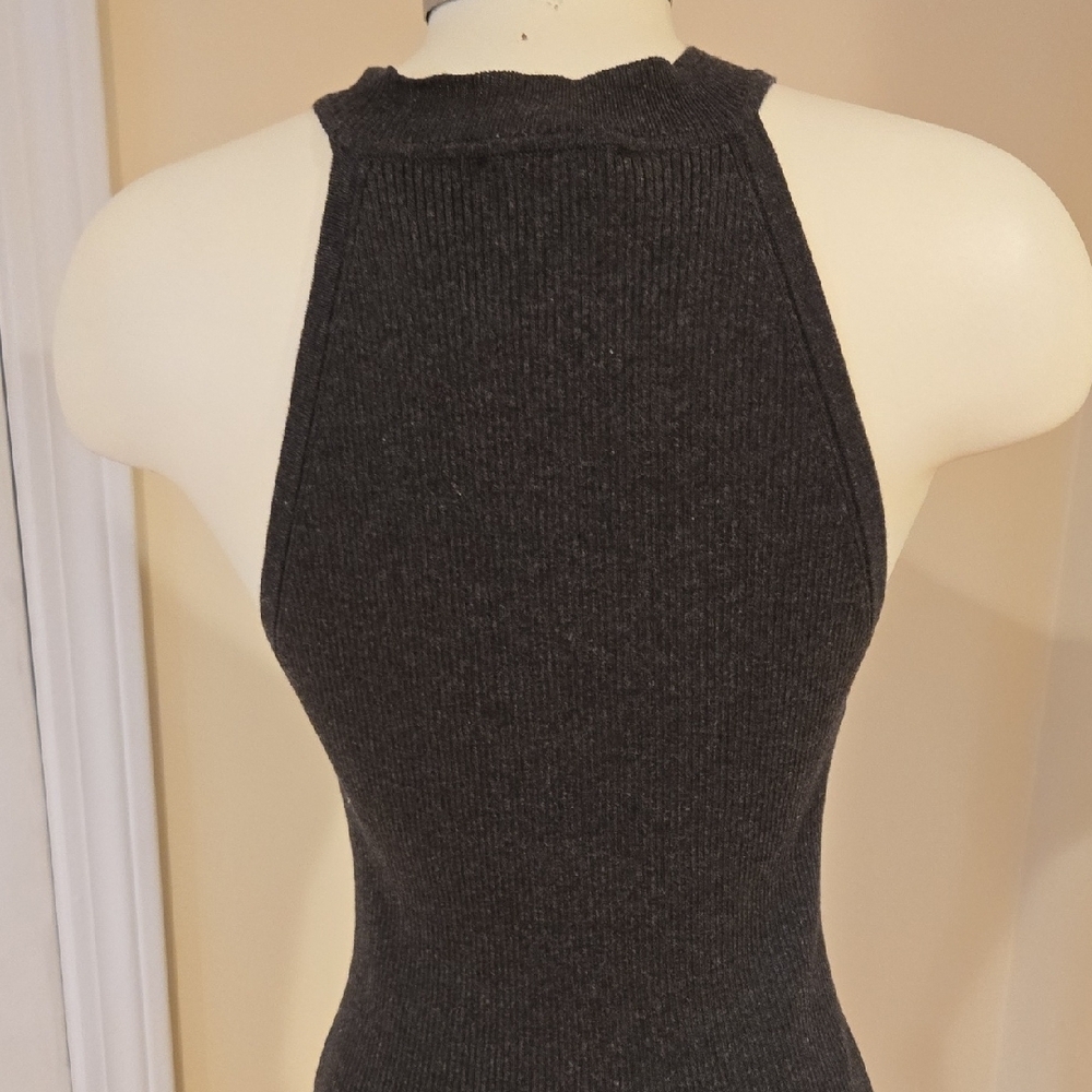 Lulu's Dark Gray Ribbed Mini Dress - Picture 6 of 7